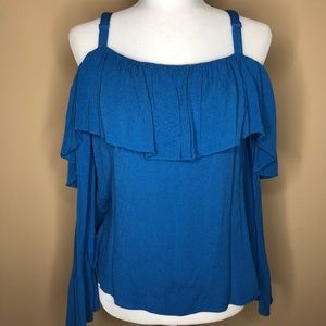 INC Women To/Blouse Cold-Shoulder in Blue